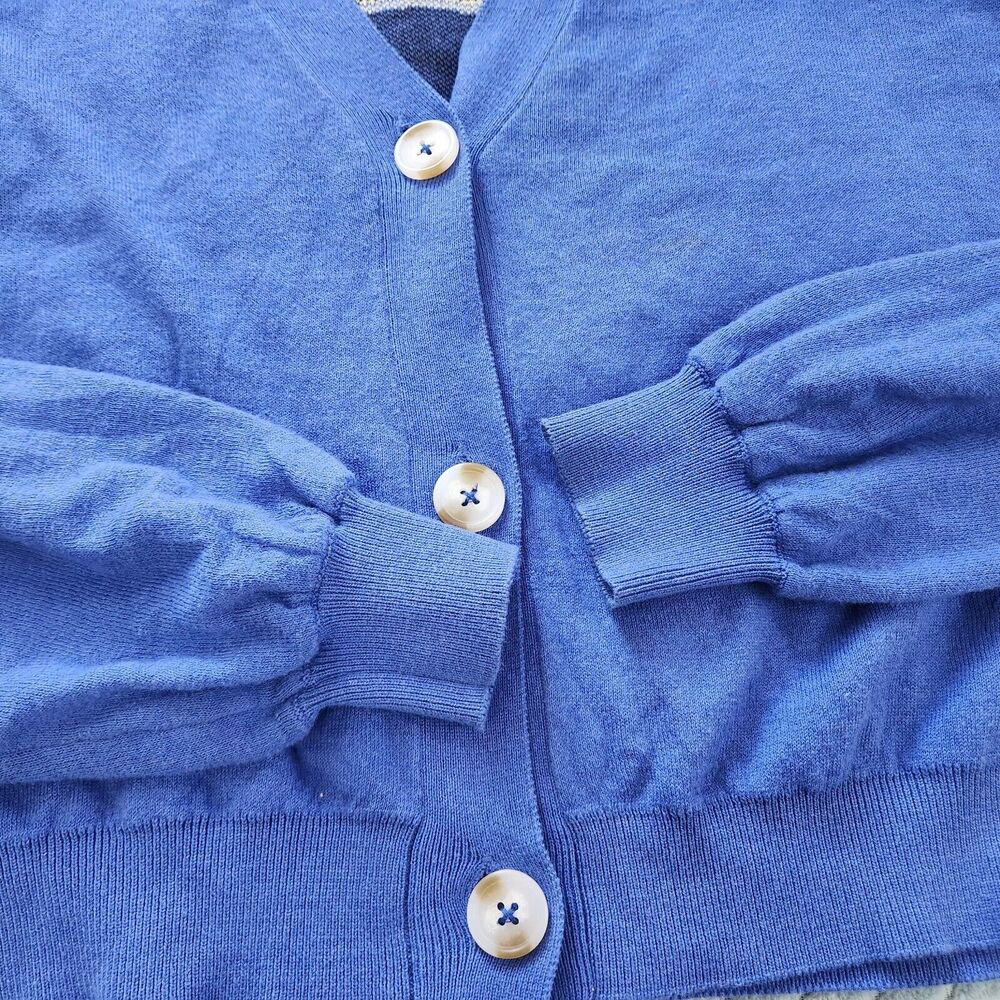 Ascot + Hart Sweater Cardigan Cropped Retro Smile Happy Face On Back Small - Picture 7 of 10
